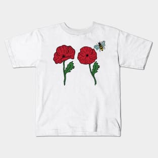 Twin Red Poppies Kids T-Shirt